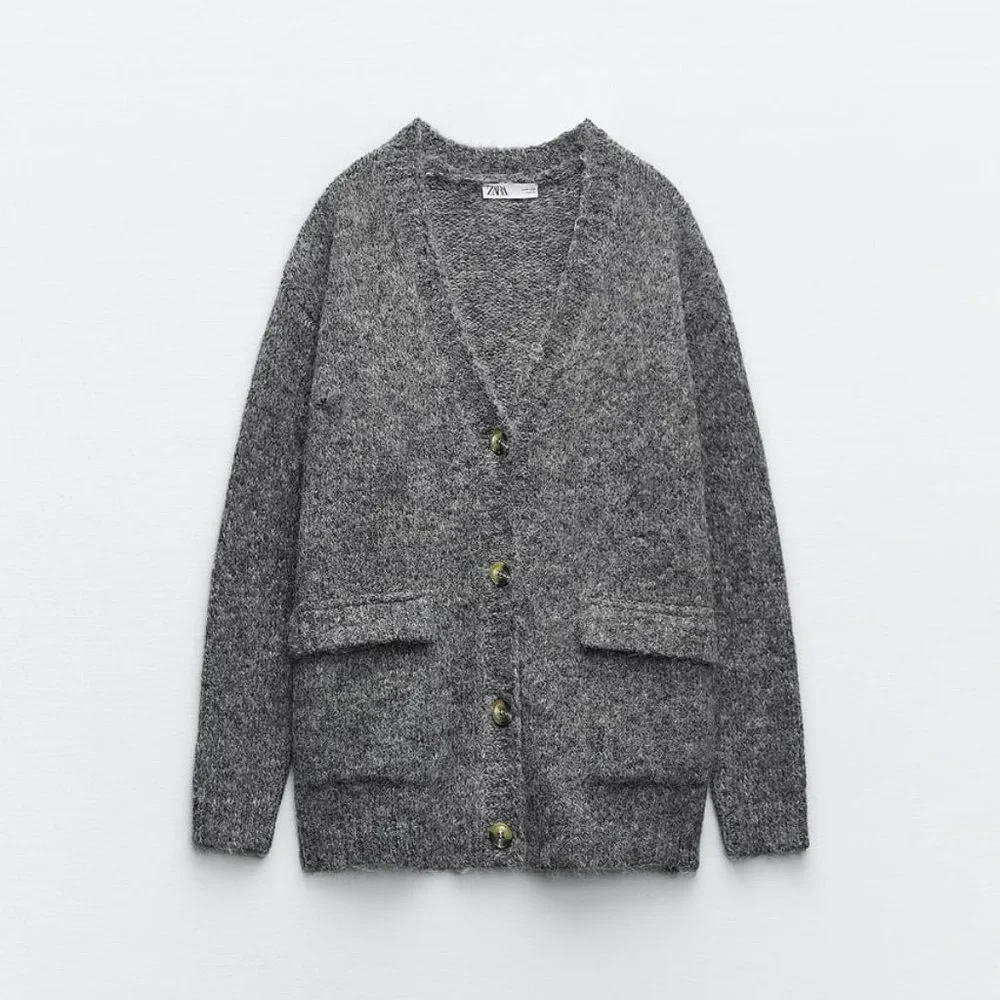 COZY GRAY LONG POCKET CARDIGAN - ZARA - Picture 3 of 10